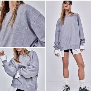 For Love & Lemons 🍋 gray Alex oversized embroidered sweatshirt sz L